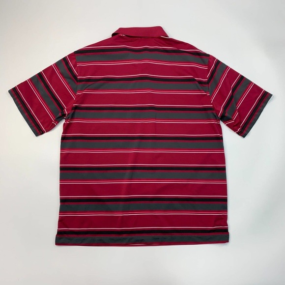 Nike Golf Shirt Mens L Large Wine Red Striped Stretch Performance Polo Whirlwind - Picture 3 of 12